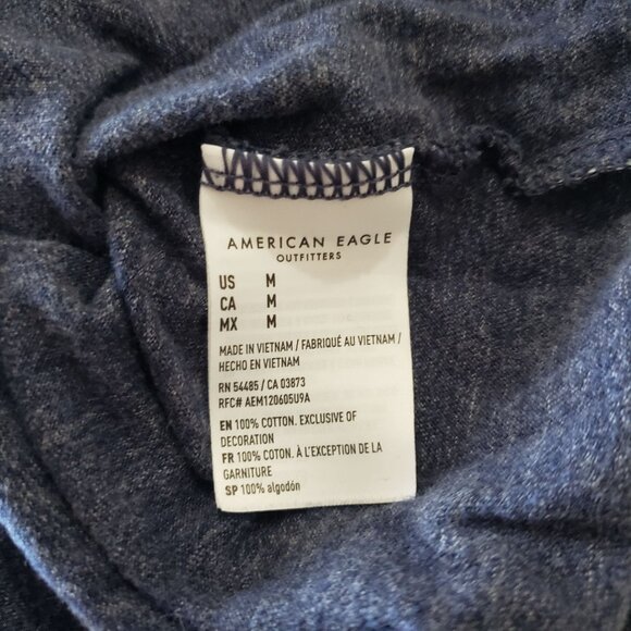 American Eagle Mens Super Soft Standard Fit Long Sleeve Shirt Blue Size M Cotton - Picture 5 of 6